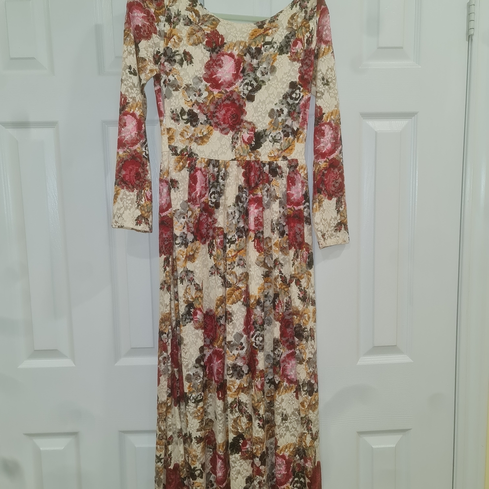 Kaimilan Elegant Floral Long Sleeve Dress